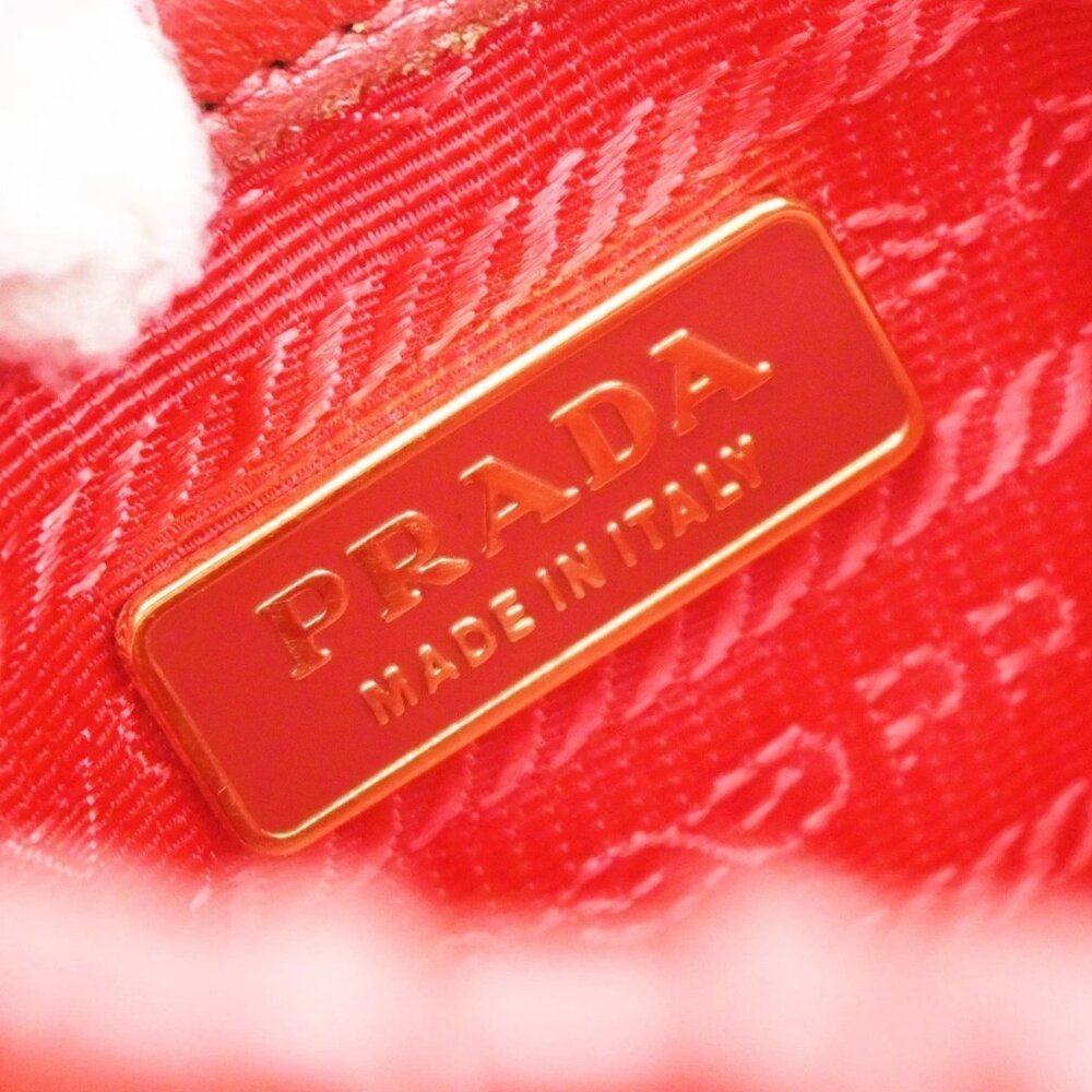 PRADA Logo Shoulder Hand Bag Nappa Leather Red GHW Italy 78CA652 - Picture 13 of 16